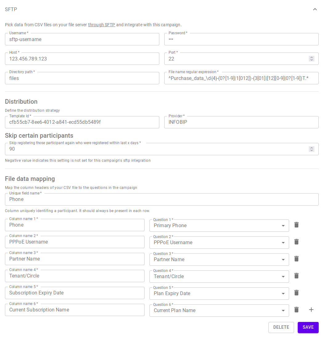 SFTP integration